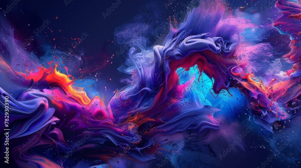 Vibrant Abstract Cosmic Artwork: Interstellar Paint Explosions