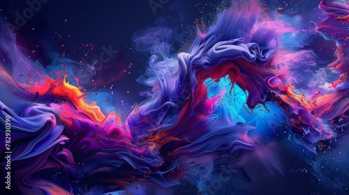 Vibrant Abstract Cosmic Artwork  Interstellar Paint Explosions