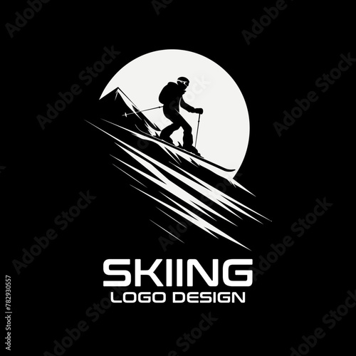 Skiing Vector Logo Design 