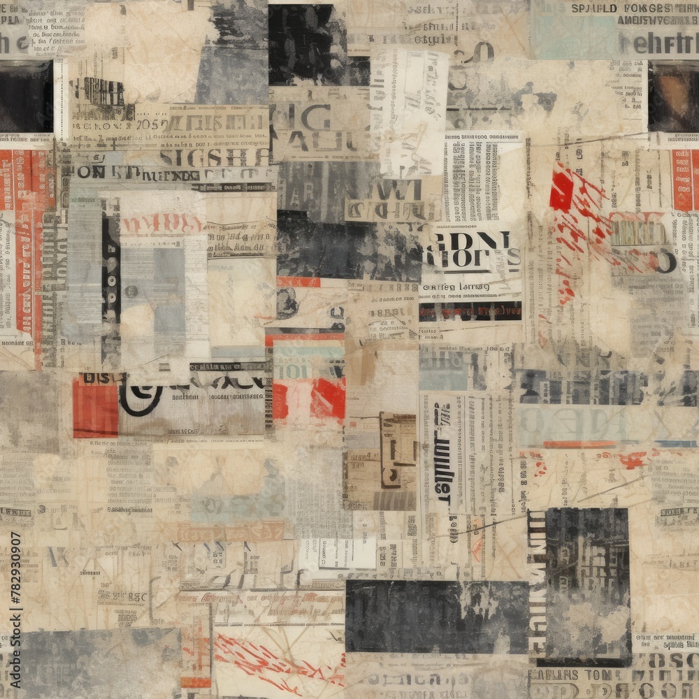Vintage Collage of Mixed Newspaper Clippings and Textures