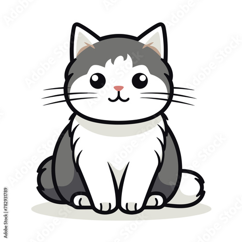 Flat color vector of cute cat illustration, white background. © [CF-ID: #6486678]