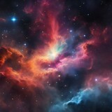 AI generated illustration of outer space with blue and red stars
