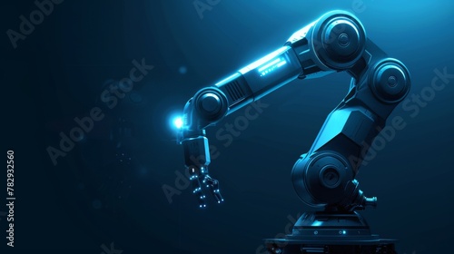 Realistic robotic arm with futuristic elements inspired by industry 4.0 technology