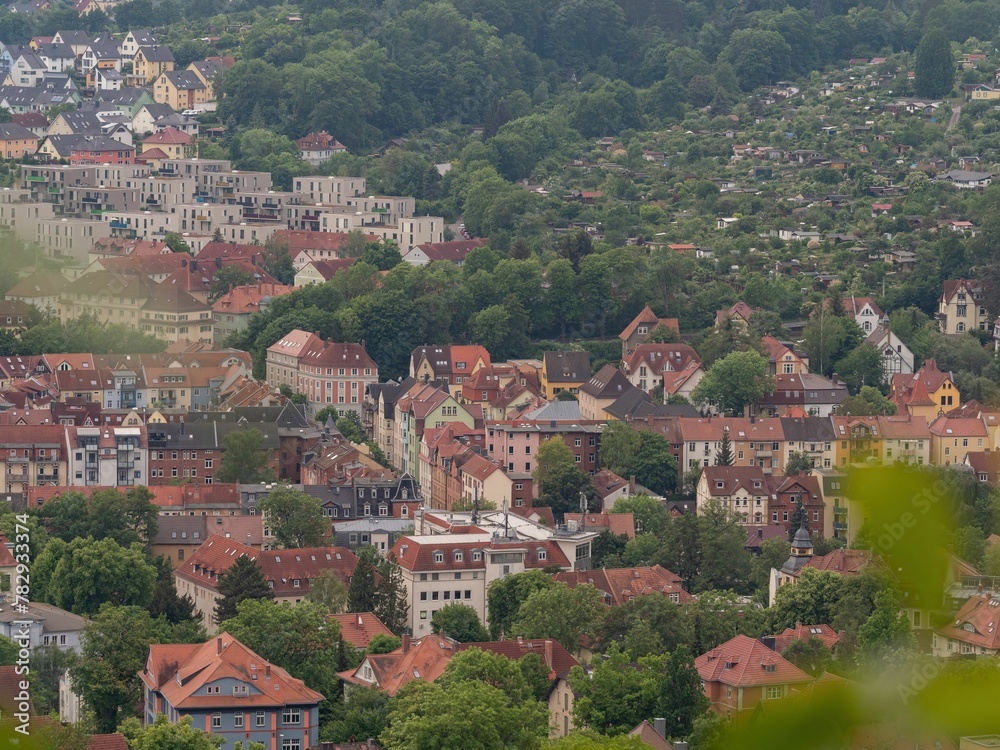 Aerial shot of Eisenach town in Thuringia, Germany