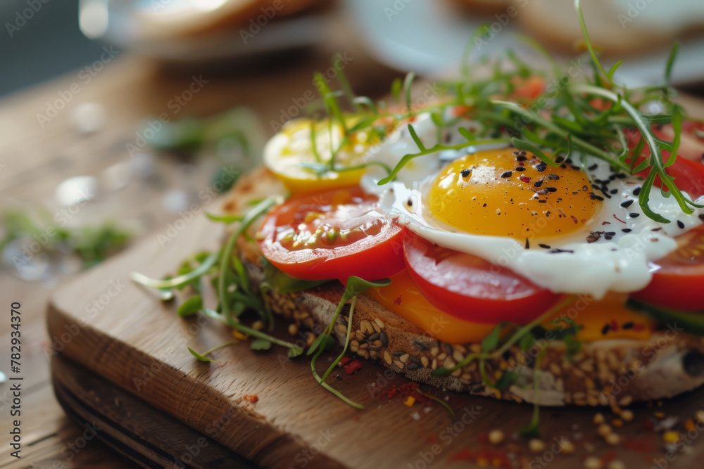 Vegetables and wholegrain bread. Small lunch snack. Healthy food. Generative AI Vegetables and wholegrain bread. Small lunch snack. Healthy food. Generative AI