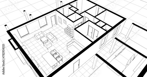  house plan interior 3d rendering