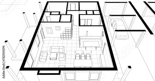  house plan interior 3d rendering