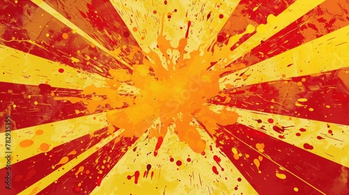 ketchup red and yellow mustard splatter starburst background
