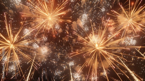 Dazzling Fireworks Display in Night Sky Celebration