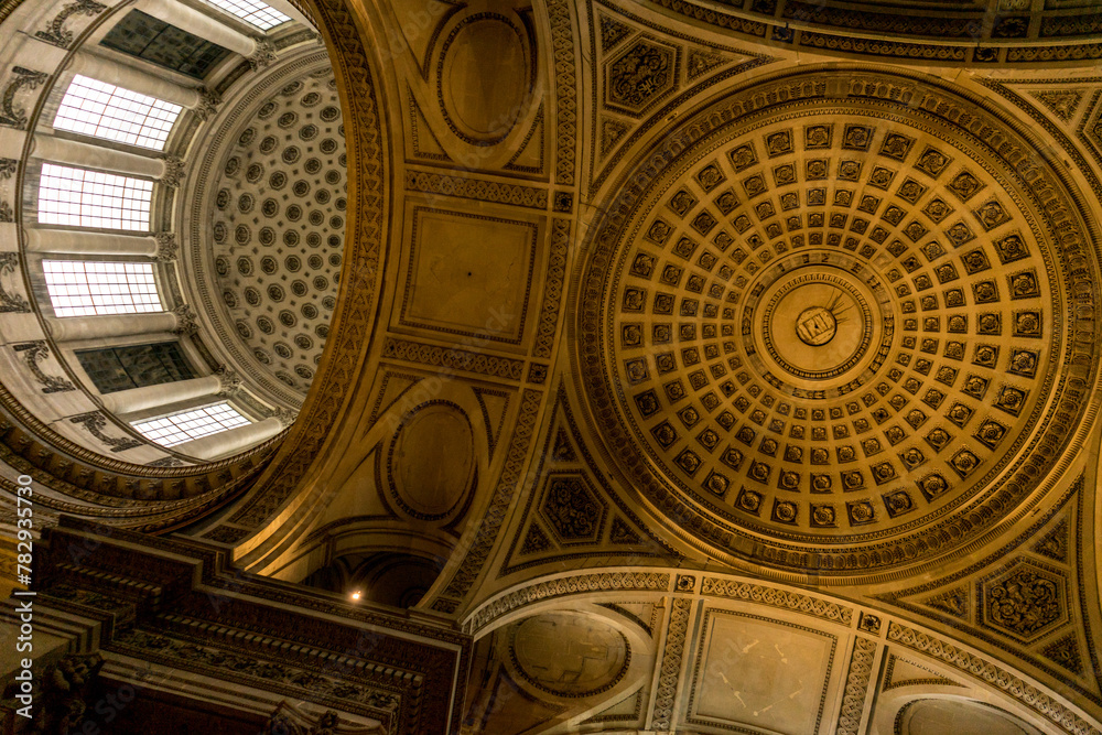 Low-angle shot of the ceiling of the Pantheon in Paris, France