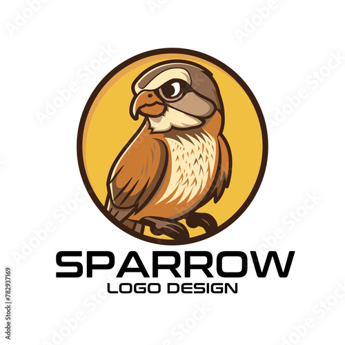 Sparrow Cartoon Vector Logo Design photo