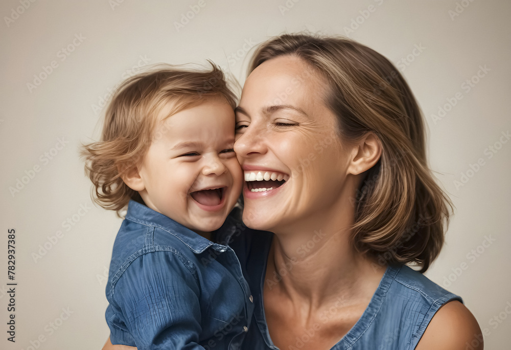 a woman smiles with a baby smiling togehter a woman smiles with a baby smiling togehter