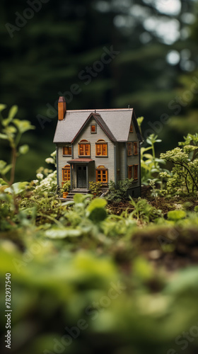 Miniature House in Rural Landscape