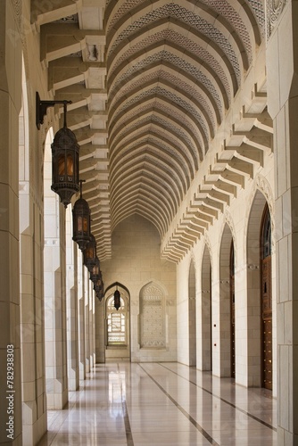 Interior part of the Sultan Qaboos Grand Mosque