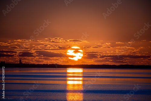 Scenic view of a beautiful sunrise view over Cape Canaveral, Florida photo