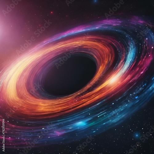 AI generated illustration of a red black hole in a galaxy amid bright lights