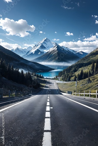 The road leads to mountains as far as the eye can see. © Giggui