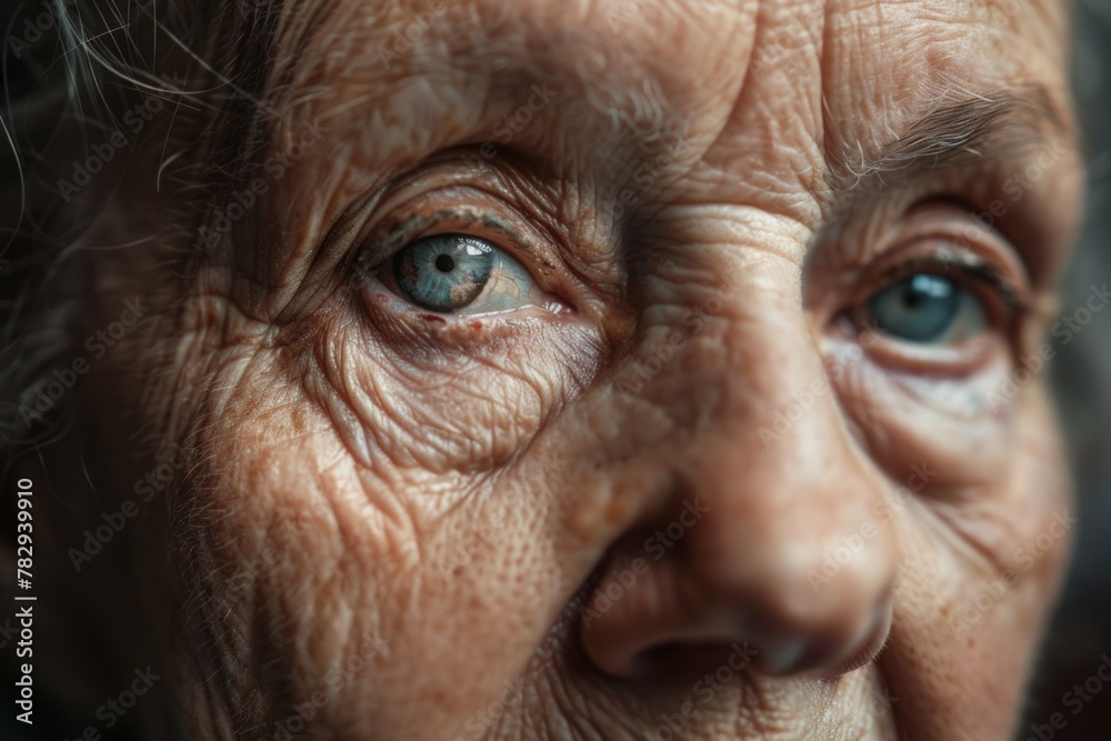 Detailed close-up of an older woman's face, suitable for healthcare concepts Detailed close-up of an older woman's face, suitable for healthcare concepts