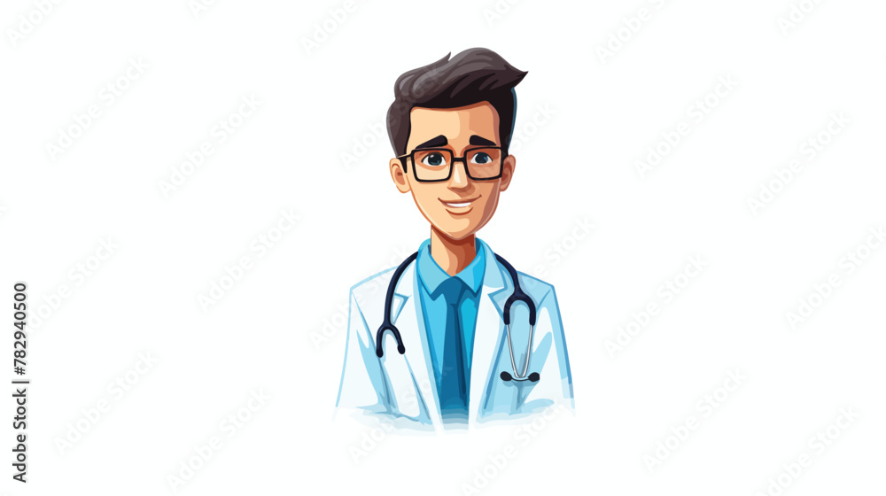 Doctor icon blue vector isolated on white backgroun