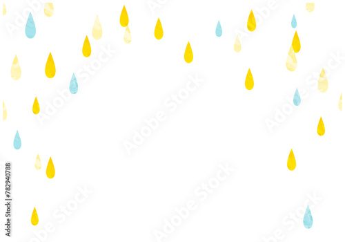梅雨の雨が降る水滴パターン背景5黄色