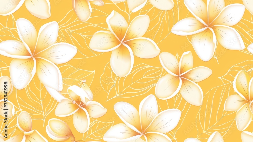 doodle of seamless pattern color of Plumeria is light yellow,dark yellow and white doodle of seamless pattern color of Plumeria is light yellow,dark yellow and white