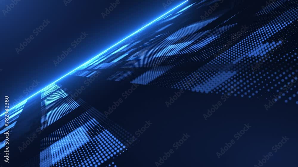 Sci fi or cyber grid dots form information blocks of a hologram, large data fields. High information technologies. Seamless loop abstract background science fiction theme
