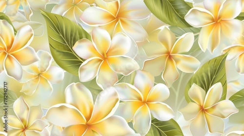 newspaper of seamless pattern color of Plumeria is light yellow dark yellow and white