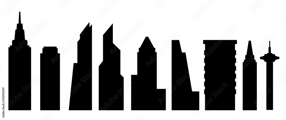 Obraz premium Black silhouette skyscraper vector design, Background Elements for cityscape