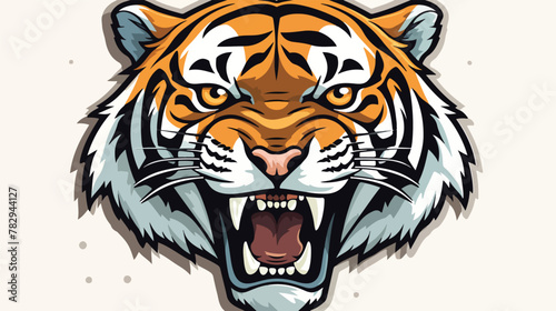 Angry Tiger Sticker Vector Design flat vector isolated on white background 