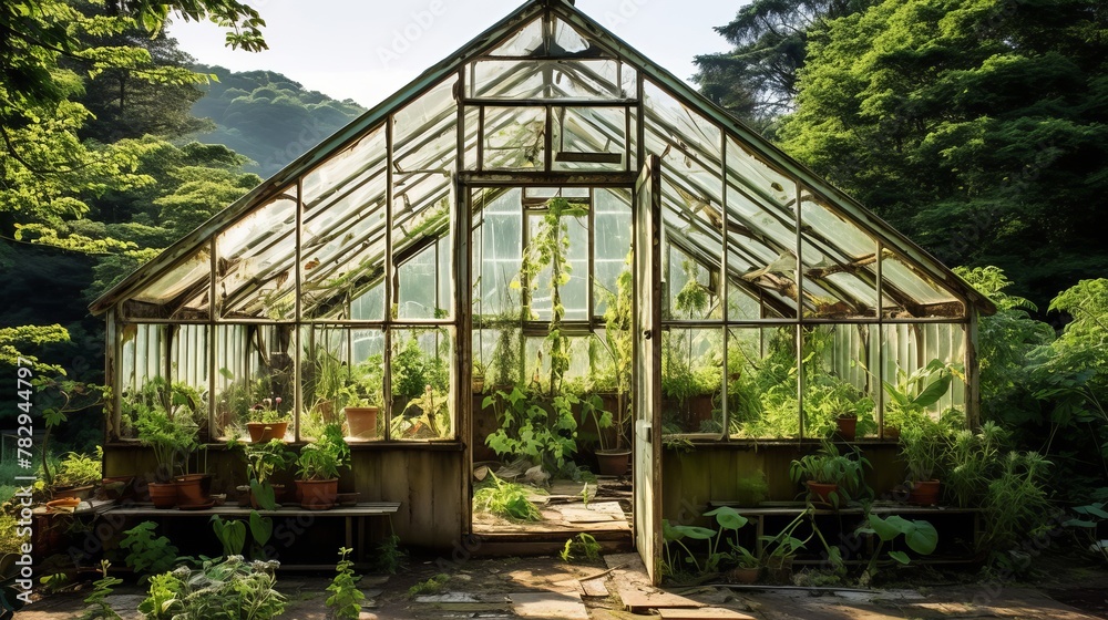 Decrepit glasshouse in a state of disrepair Decrepit glasshouse in a state of disrepair