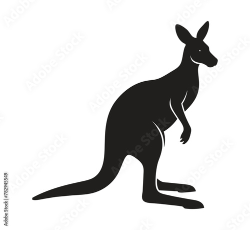 A silhouette kangaroo standing on a white background