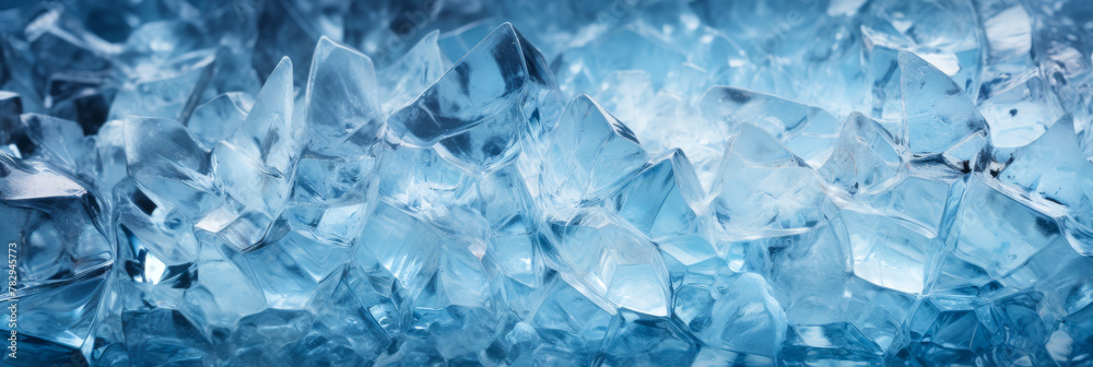 Glittering Blue Crystal Formation Panorama Glittering Blue Crystal Formation Panorama