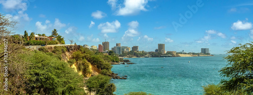 The Corniche promenade offers great views of the ocean and the coastal skyline of Dakar, Senegal, West Africa