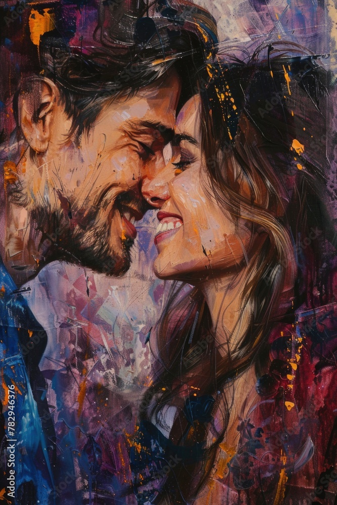 A beautiful painting of a man and a woman. Suitable for various projects and design needs