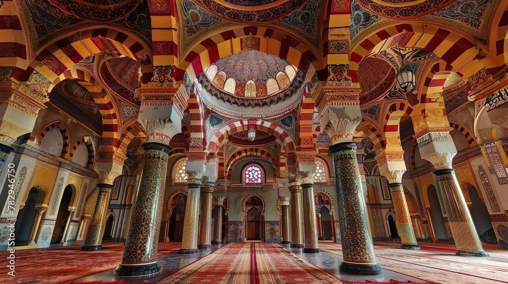 AI generated illustration of Wide shot of a mosque