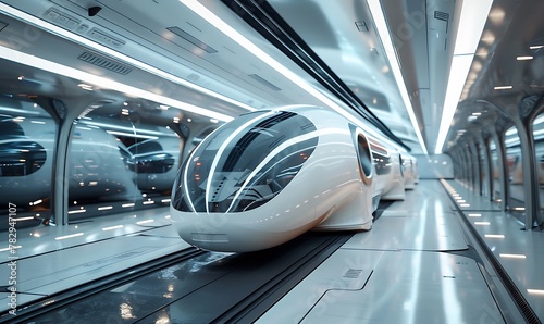 network of hyperloop systems connecting major cities worldwide, the futuristic pods used for passenger transportation within these hyperloops photo