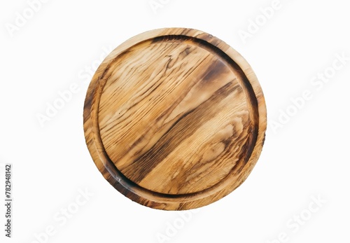 Round Wooden Cutting Board Isolated on White Background