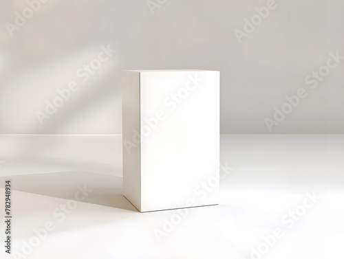 3D white paper box isolated on white background. Mock Up box for packiging design.  photo