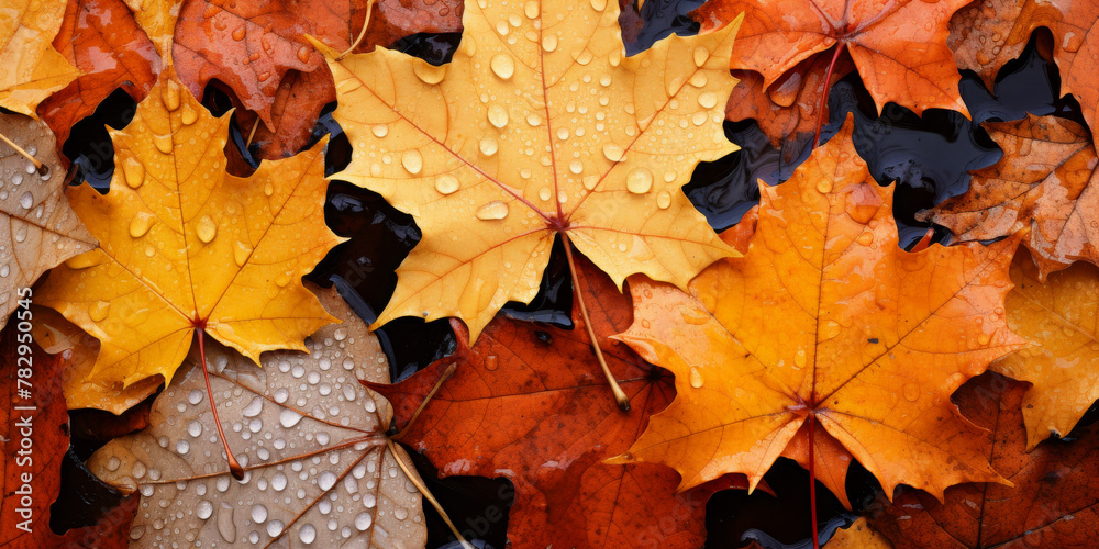 Autumn Splendor: Dew-Kissed Maple Leaves in Vibrant Hues Autumn Splendor: Dew-Kissed Maple Leaves in Vibrant Hues