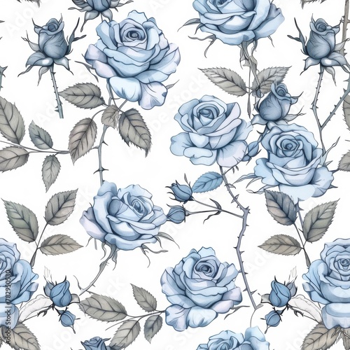 Elegant Blue Rose Pattern for Romantic Floral Backgrounds