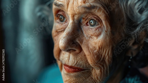 Detailed close up of an older woman's face, suitable for medical or beauty concepts