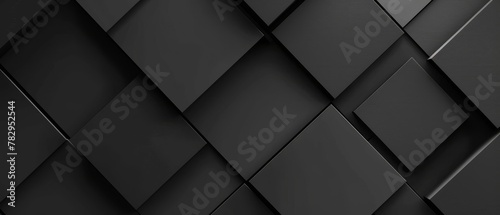 Abstract geometric black anthracite gray grey dark 3d texture wall with squares and square cubes background banner illustration, textured wallpaper