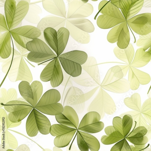 Fresh Green Clover Leaves Seamless Pattern Background