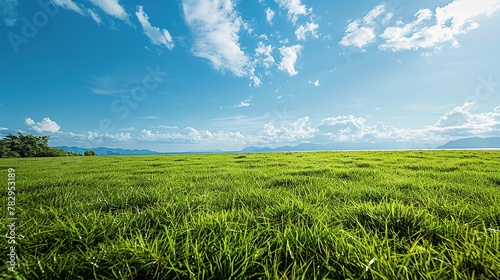 Expansive beauty: Green field under a clear blue sky