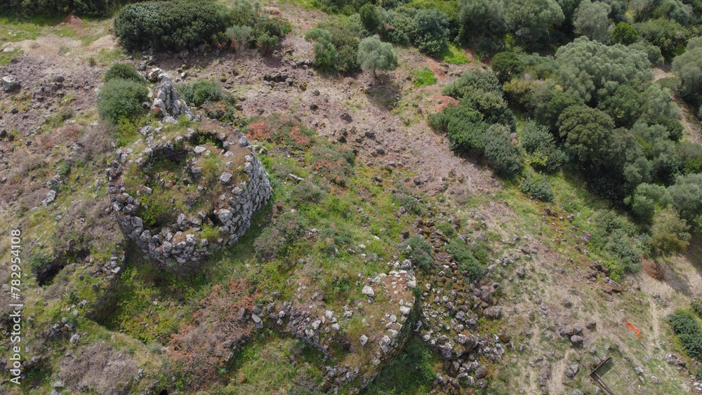 aerial view of the nuraghe di bau mendula, Villaurbana, south sardinia aerial view of the nuraghe di bau mendula, Villaurbana, south sardinia