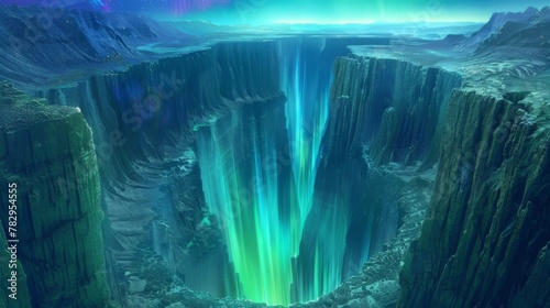 Enchanting Alien Planet Waterfall Landscape at Night