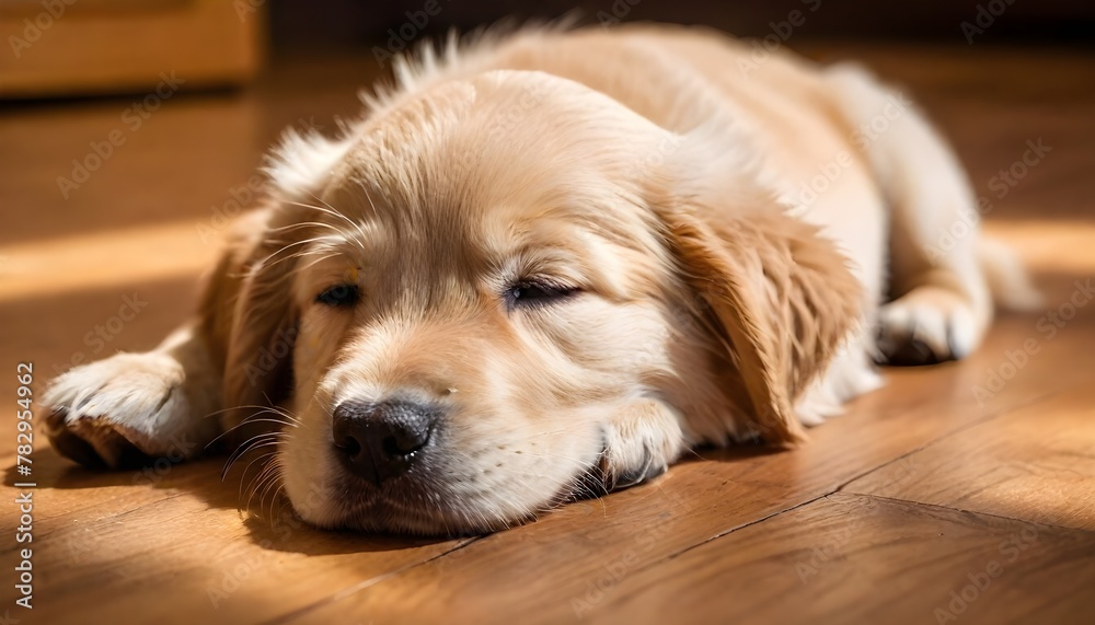 Golden Retriever Puppy Resting in Sunlight