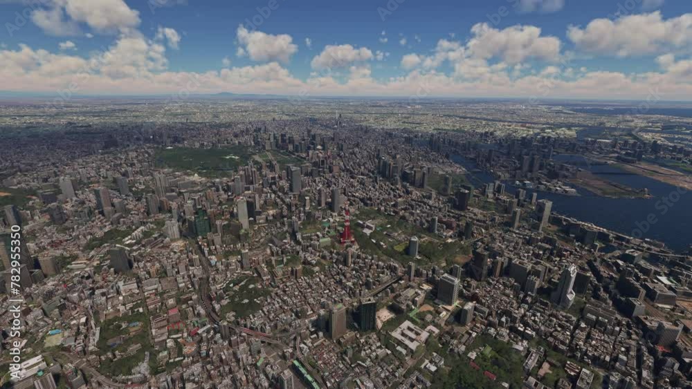 Drone aerial view of Tokyo Tower in Shibakoen Minato City. Japan Drone aerial view of Tokyo Tower in Shibakoen Minato City. Japan