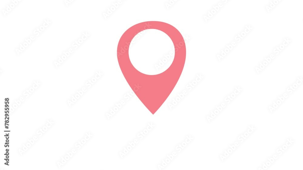 Animation of a red map pin icon isolated on a white background Animation of a red map pin icon isolated on a white background