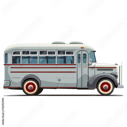Gray Bus on  isolated on transparent background